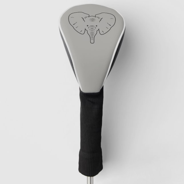 Elephant face silhouette golf head cover (Front)