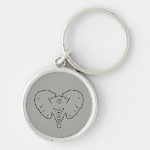 Elephant face silhouette key ring