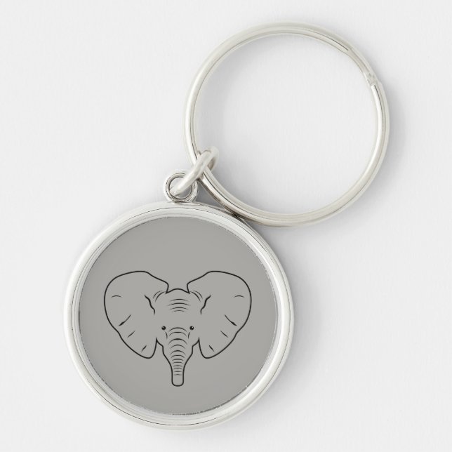 Elephant face silhouette key ring (Front)