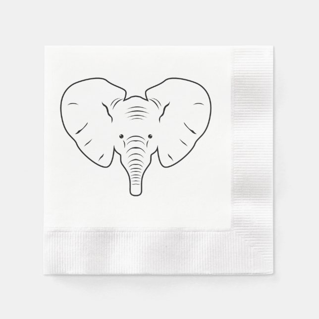 Elephant face silhouette napkin (Front)