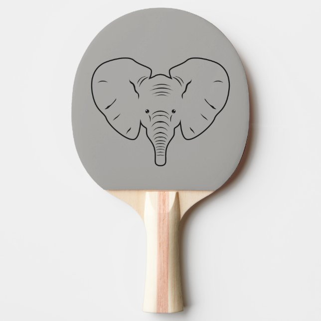 Elephant face silhouette ping pong paddle (Front)