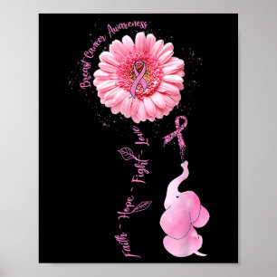 Elephant Faith Hope Love Breast Cancer Awareness M Poster