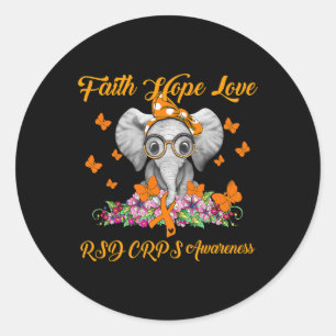 Elephant Faith Hope Love Rsd Crps Awareness Classic Round Sticker