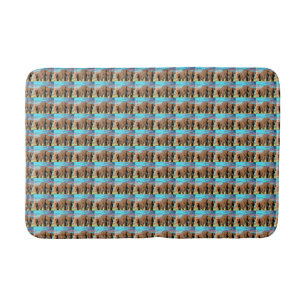 Elephant Family At Sunrise Pattern, Bath Mat