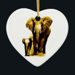 Elephant Family Ceramic Tree Decoration<br><div class="desc">Wild Animals Artworks - Elephants Walking Together</div>