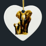 Elephant Family Ceramic Tree Decoration<br><div class="desc">Wild Animals Artworks - Elephants Walking Together</div>