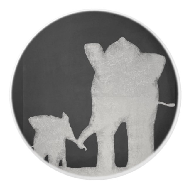 Elephant Family Chalkboard Ceramic Knob (Front)