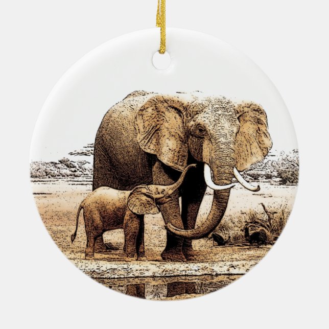 Elephant Family Christmas Ornament (Back)