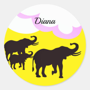 Elephant Family  Classic Round Sticker
