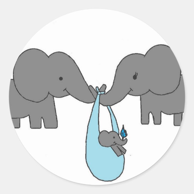 Elephant Family Classic Round Sticker (Front)