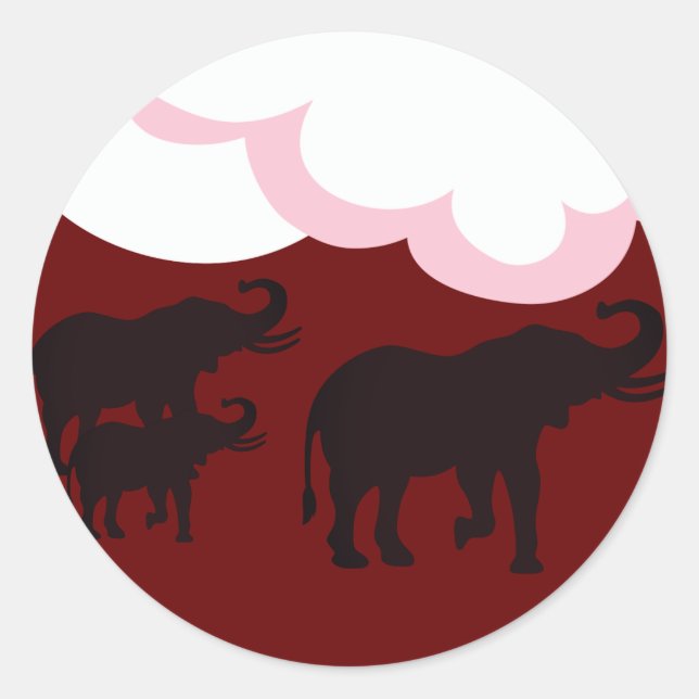 Elephant Family  Classic Round Sticker (Front)