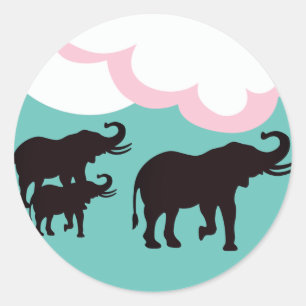 Elephant Family Classic Round Sticker