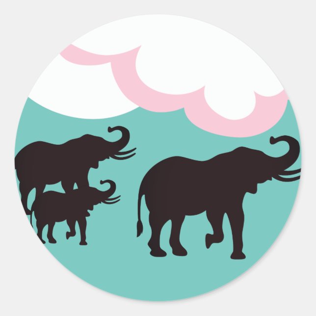 Elephant Family  Classic Round Sticker (Front)