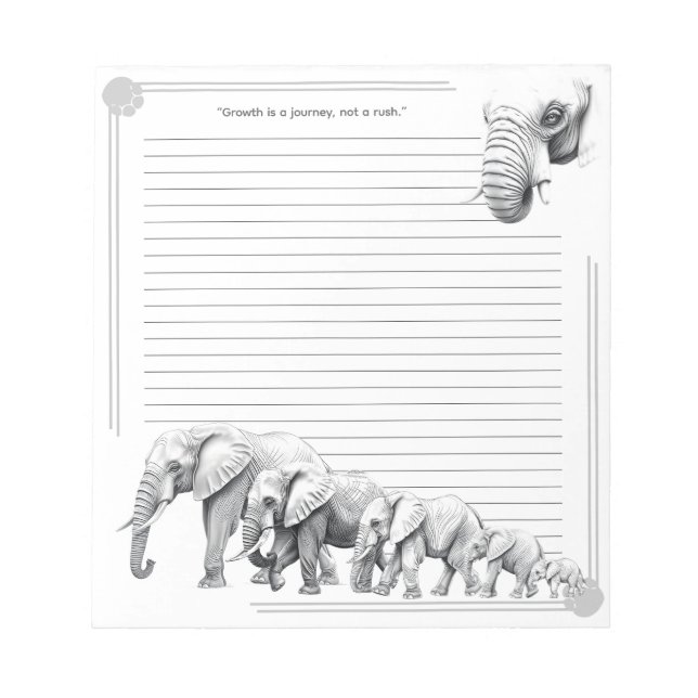 Elephant Family Growth Journey with Lines Notepad (Front)
