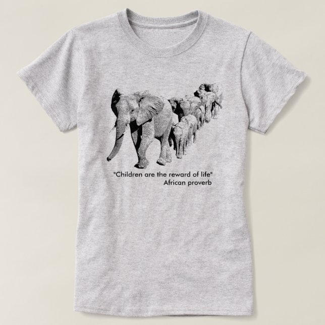 Elephant Family in Procession | African Wildlife T-Shirt (Design Front)