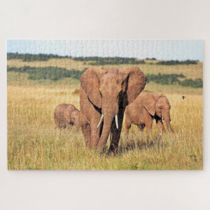 Elephant family in the bushes jigsaw puzzle