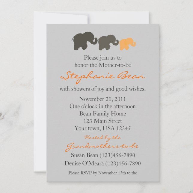 Elephant Family Invitation (Front)