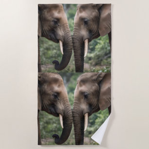 Elephant Family Is Love, Beach Towel