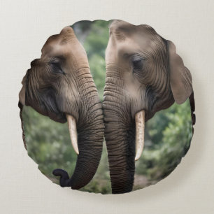 Elephant Family Is Love,  Round Cushion