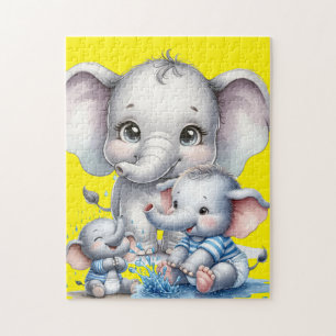 Elephant family jigsaw puzzle