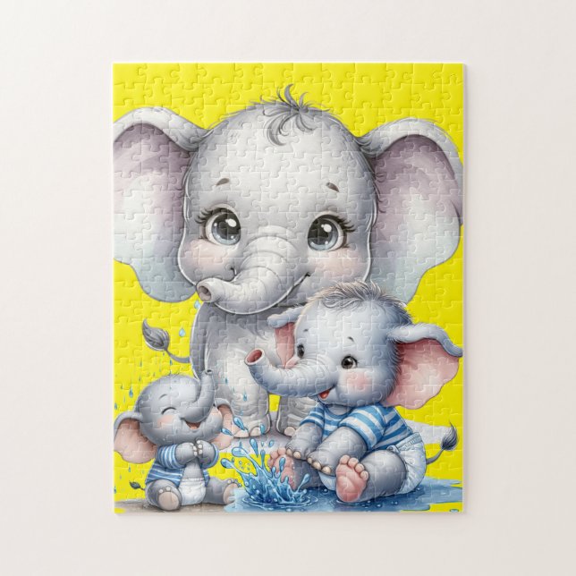 Elephant family jigsaw puzzle (Vertical)