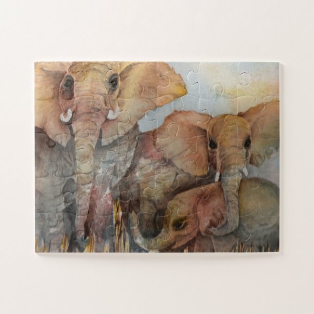Elephant Family Jigsaw Puzzle (Horizontal)