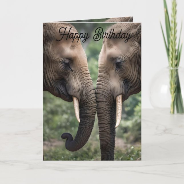 Elephant Family Love Birthday Card. Card (Front)
