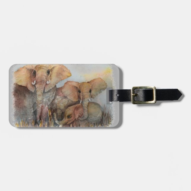 ELEPHANT FAMILY LUGGAGE TAG (Front Horizontal)