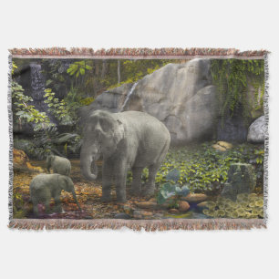 ELEPHANT FAMILY Temple of Solace Throw Blanket