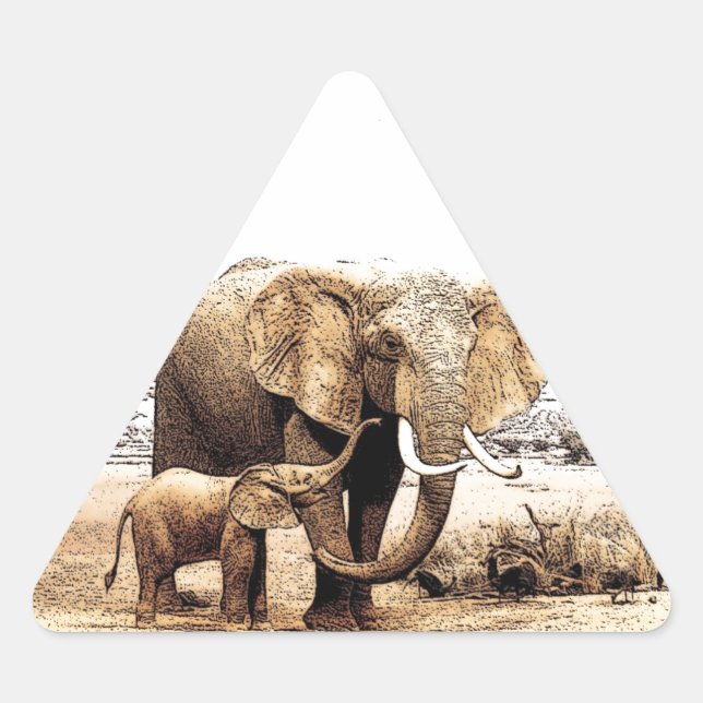 Elephant Family Triangle Sticker (Front)