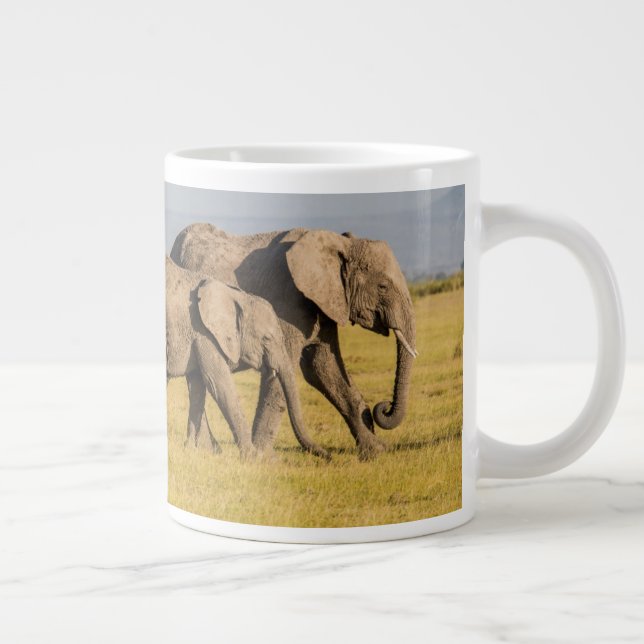 Elephant Family Walking Large Coffee Mug (Right)