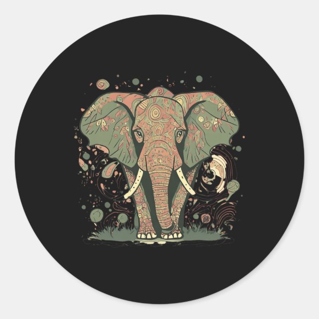 Elephant Fans' Stylish Artistic Save The Elephants Classic Round Sticker (Front)