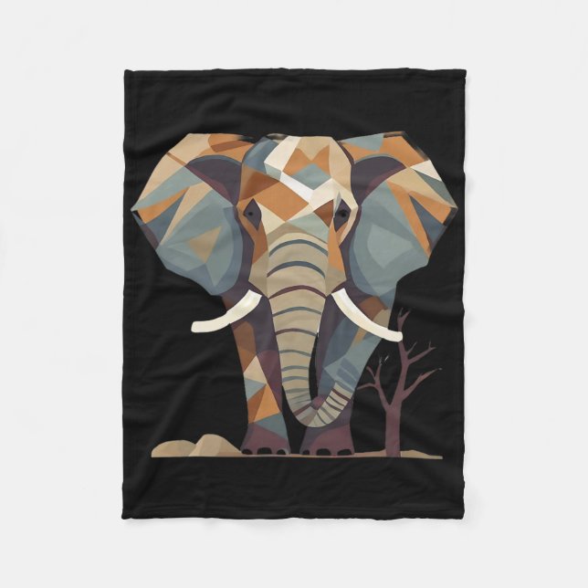 Elephant Fans' Stylish Artistic Save The Elephants Fleece Blanket (Front)