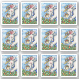 ELEPHANT FARM PICKING STRAWBERRIES IN BIB OVERALLS