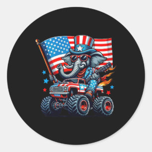Elephant Farmer American Flag Patriotic 4th Of Jul Classic Round Sticker
