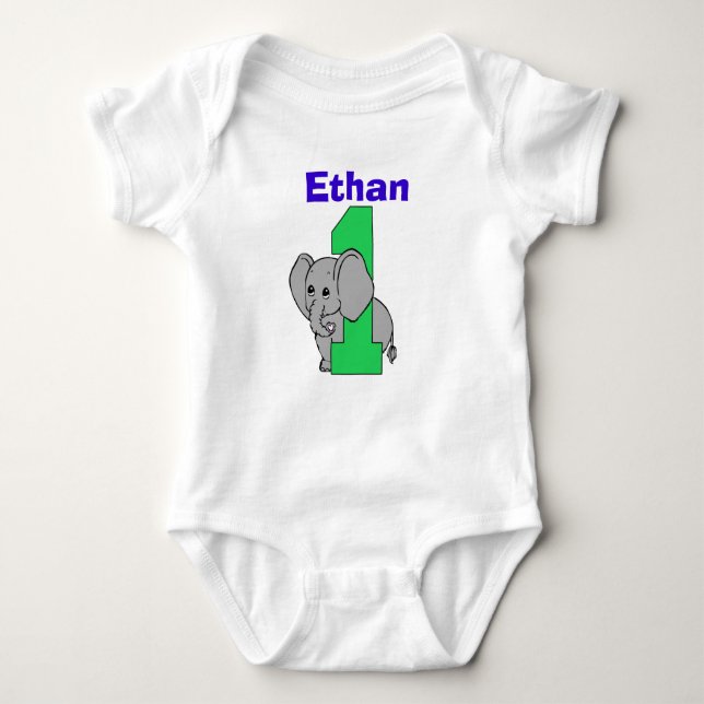 Elephant First Birthday Boy Shirt (Front)