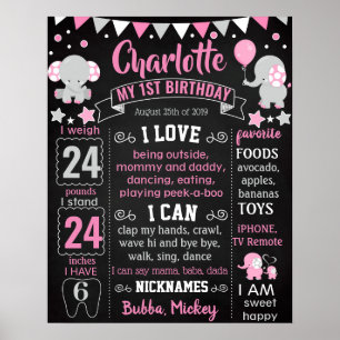 Elephant First Birthday chalkboard sign