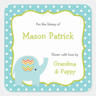 Elephant First Library book plate small stickers