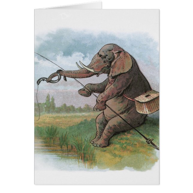 Elephant fisherman fishing Illustration (Front)