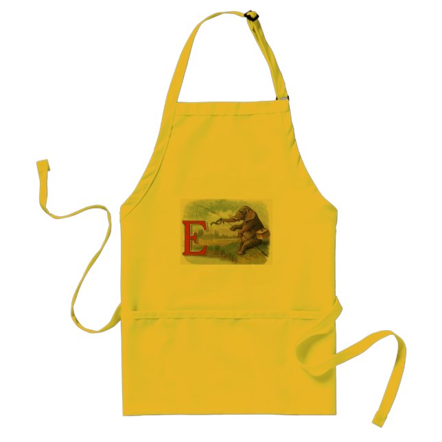 Elephant fisherman fishing Illustration Standard Apron (Front)