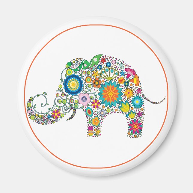 Elephant Floral Art Magnet (Front)