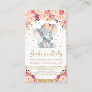 Elephant Floral Baby Shower Bring a Book Enclosure Card