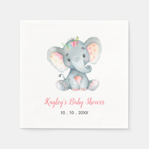 Elephant (Floral) Baby Shower Napkin
