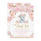 Elephant Floral Baby Shower Thank You Card Girl