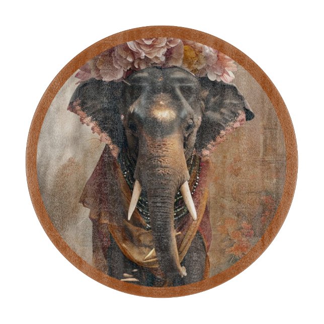 Elephant Floral Harmony Cutting Board (Front)