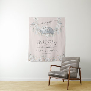  Elephant Flower It's a Girl Baby  Tapestry