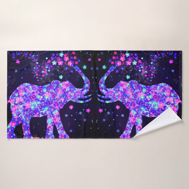 Elephant Flowers Bath Towels (Bath Towel)