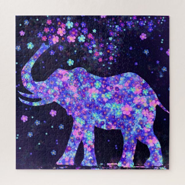 Elephant Flowers - Beautiful Jigsaw Puzzle (Vertical)