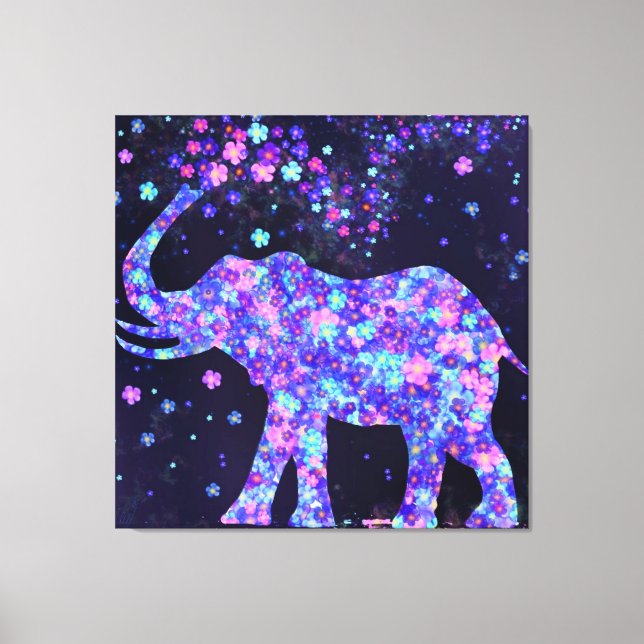 Elephant Flowers Canvas Print Spring Joy (Front)