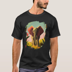 Elephant Flowers Cute Painting Flower Elephant 4 T-Shirt